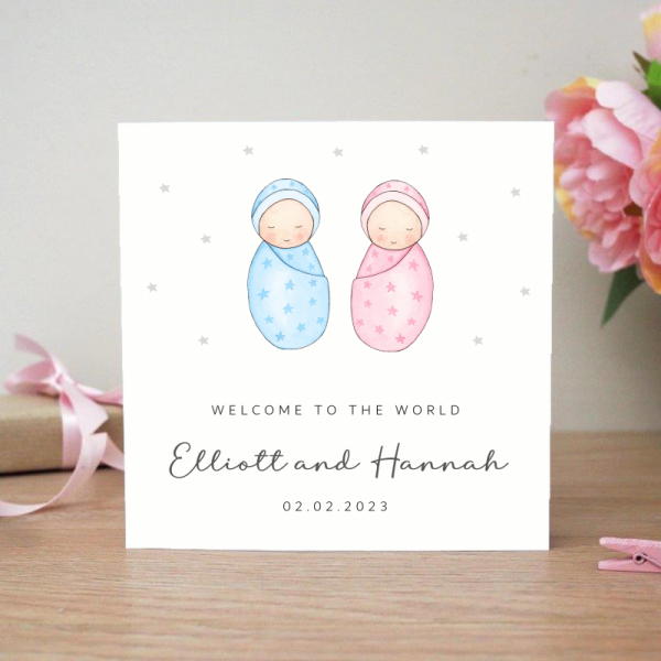 Personalised Baby Twins Card - Babys