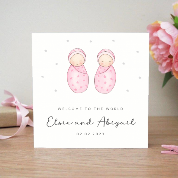 Personalised Baby Twins Card - Babys