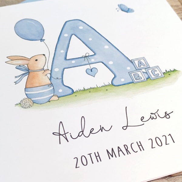 Personalised Baby Boy Card - Alphabet Letter