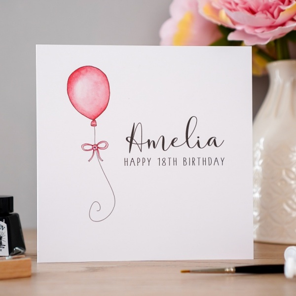 Personalised Name Birthday Card - Balloon