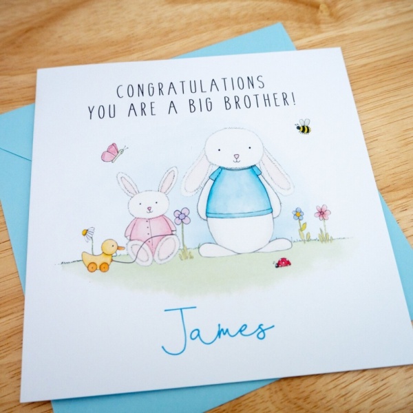 Personalised New Big Brother Card - Bunnies