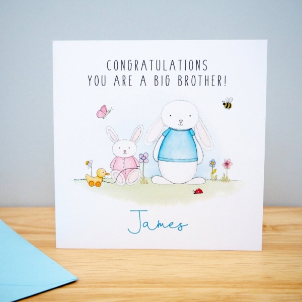 Personalised New Big Brother Card - Bunnies