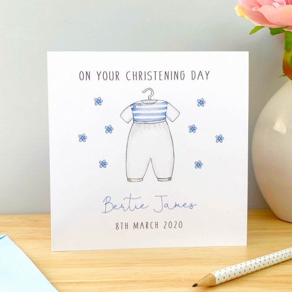 Personalised Christening Card For A Boy