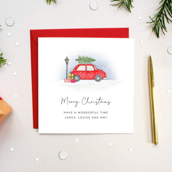 Personalised Christmas card - Driving home for Christmas Card Car