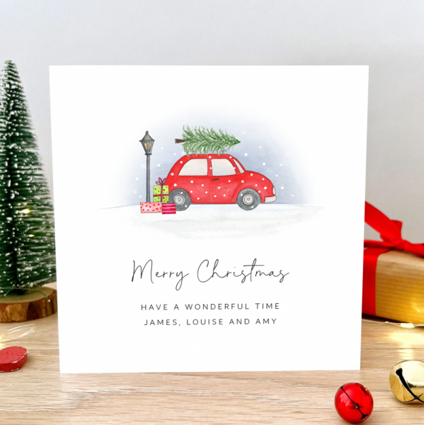 Personalised Christmas card - Driving home for Christmas Card Car