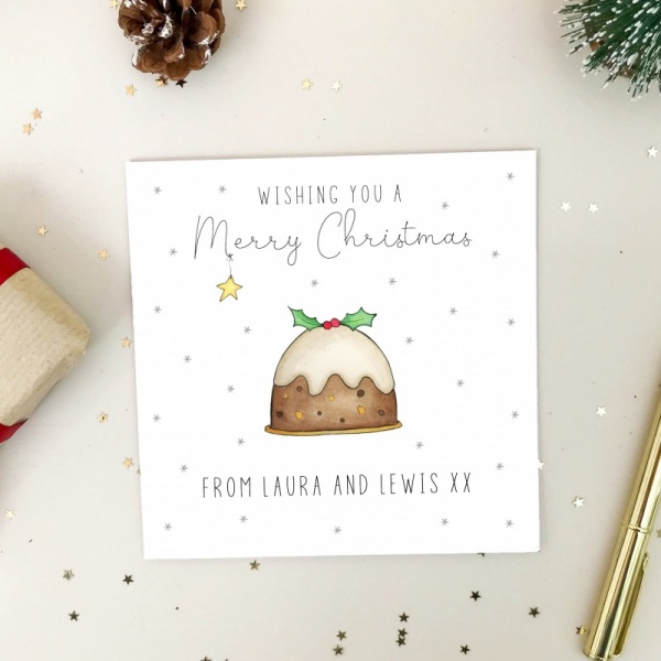 Personalised Christmas Card - Christmas Pudding