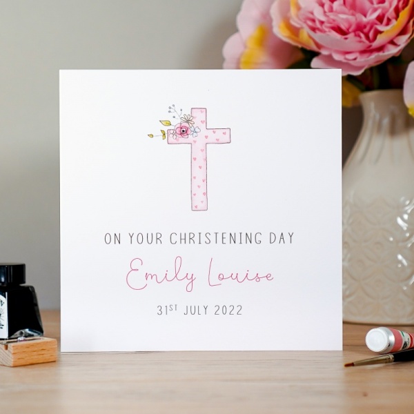 Personalised Girls Christening Card