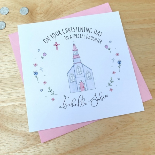 Personalised Christening Card  Daughter, Granddaughter, Niece