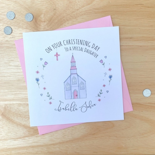 Personalised Christening Card  Daughter, Granddaughter, Niece