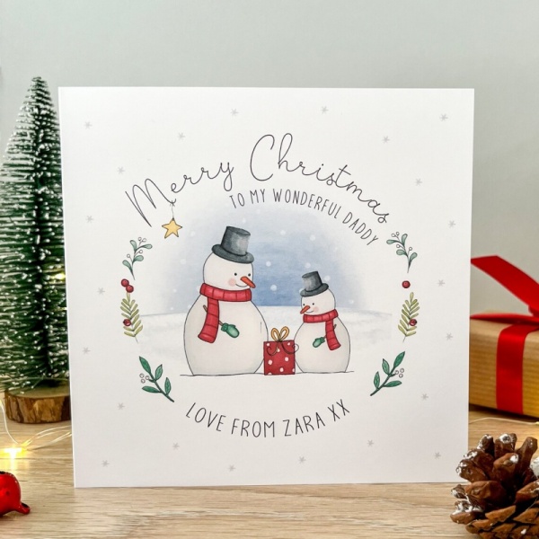 Personalised Christmas card - Snowman Daddy, Dad