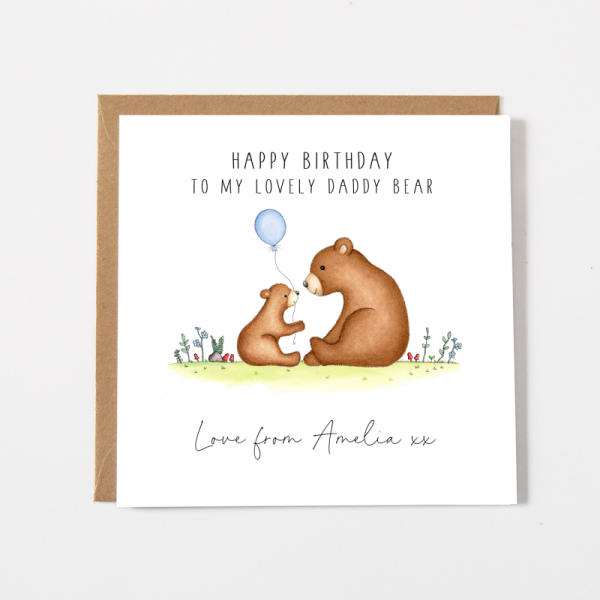 Daddy Bear Birthday Card, Card for Dad, Daddy, Dada, Grandpa