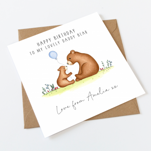 Daddy Bear Birthday Card, Card for Dad, Daddy, Dada, Grandpa