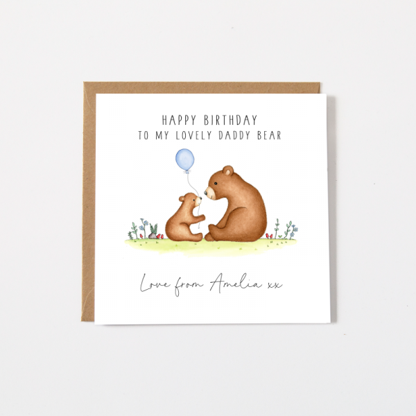 Daddy Bear Birthday Card, Card for Dad, Daddy, Dada, Grandpa
