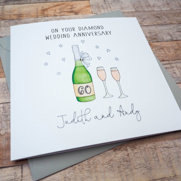 Personalised Diamond Wedding Anniversary Card - 60th Anniversary Card