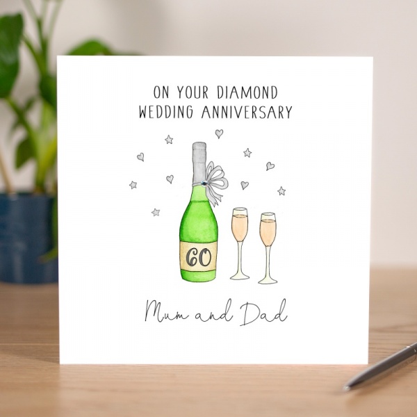 Personalised Diamond Wedding Anniversary Card - 60th Anniversary Card