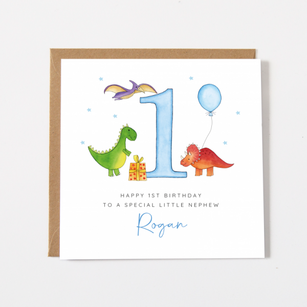 Personalised Dinosaur Boys Birthday Card  - Any age