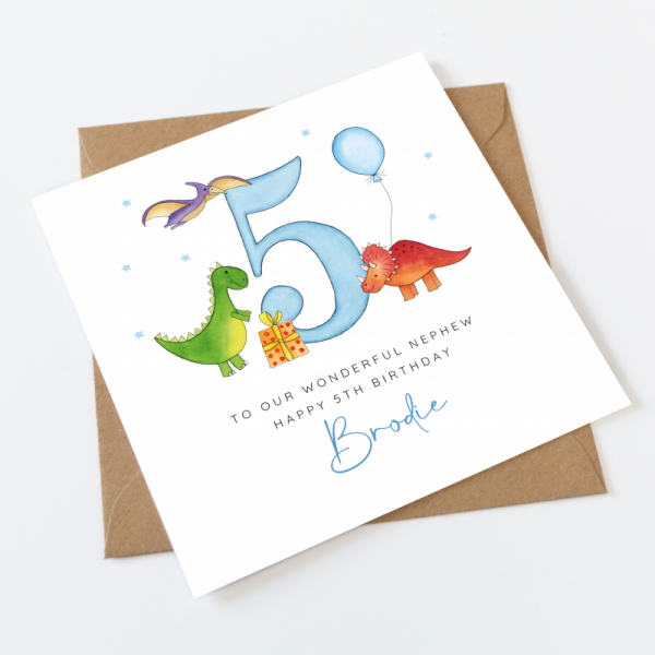 Personalised Dinosaur Boys Birthday Card  - Any age