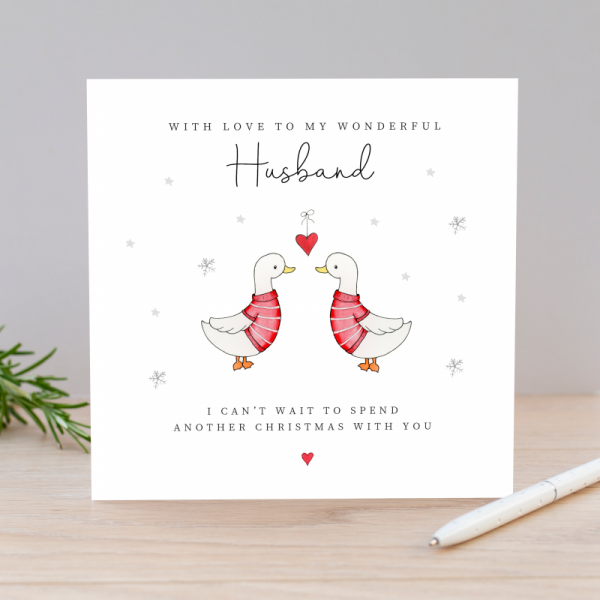 Personalised Ducks Christmas card for Husband, Wife, Girlfriend, Boyfriend, Partner
