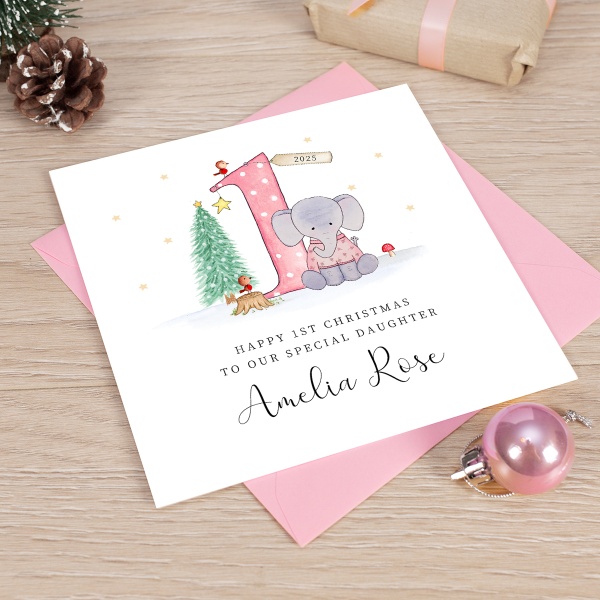 Personalised Girls First Christmas Card - 1st Christmas Card - Daughter ...