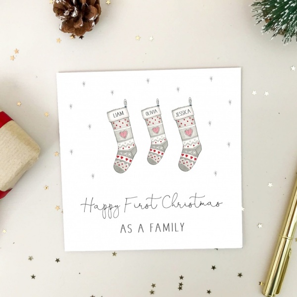 Personalised Family Christmas card - First Christmas as a Family card