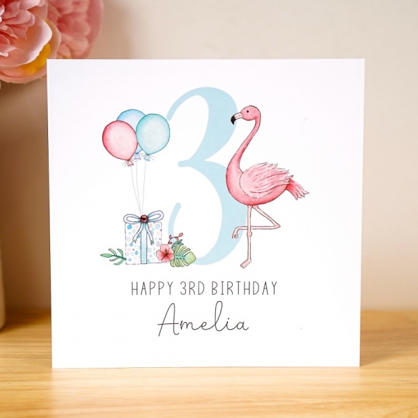 Girls Flamingo Birthday Card - 1st, 2nd, 3rd, 4th, 5th, 6th, 7th, 8th, 9th