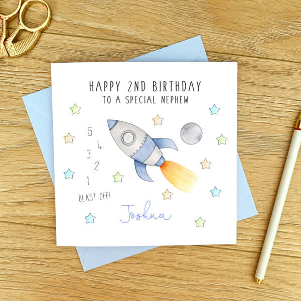 Personalised Boys Birthday Card  Rocket Birthday Card