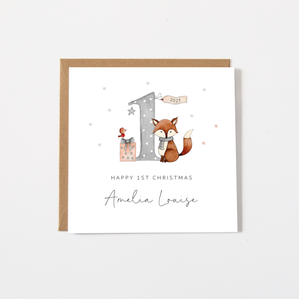 Fox 1st Christmas Card - Personalised First Christmas Card