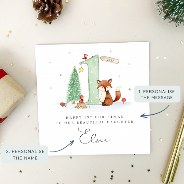 Fox 1st Christmas Card - Personalised First Christmas Card