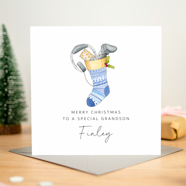 Personalised Gamers Christmas Card For Son Grandson Nephew Dad