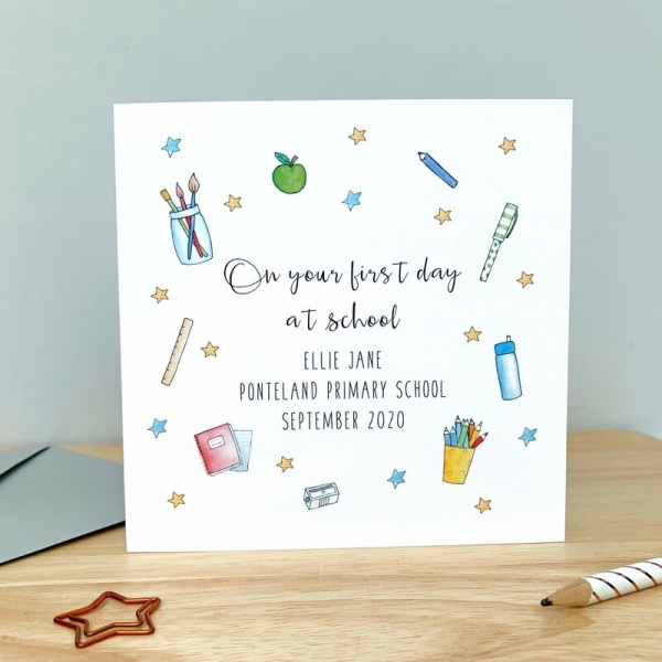 Personalised Good Luck on your First Day at School Card