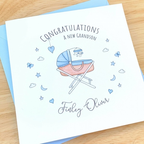 Personalised New Grandparents Card - New Baby Grandson Card