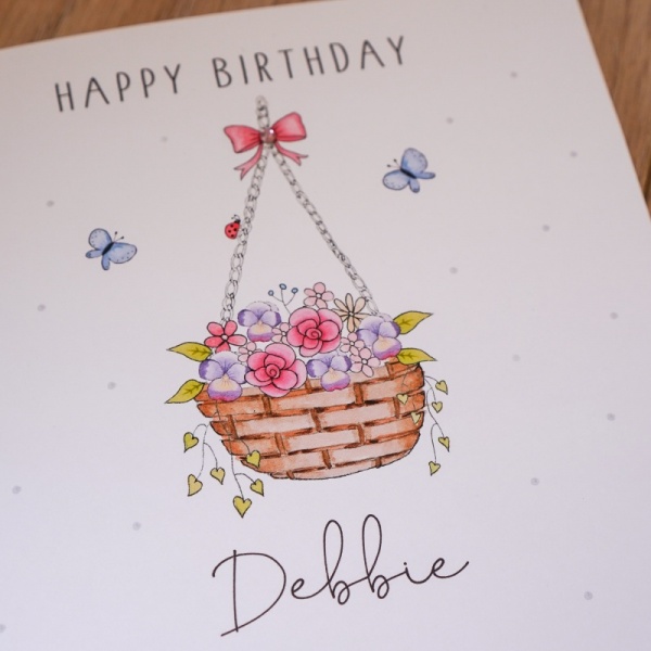 Personalised Hanging Basket Birthday Card