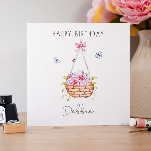 Personalised Hanging Basket Birthday Card