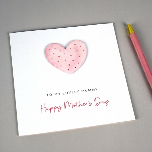 Personalised Mother's Day card - Watercolour Heart