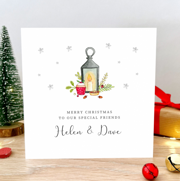 Personalised Christmas Card - Candle and Lantern