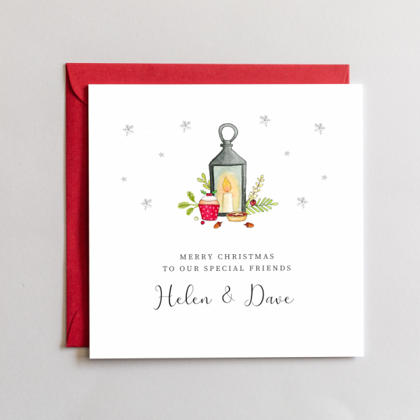 Personalised Christmas Card - Candle and Lantern