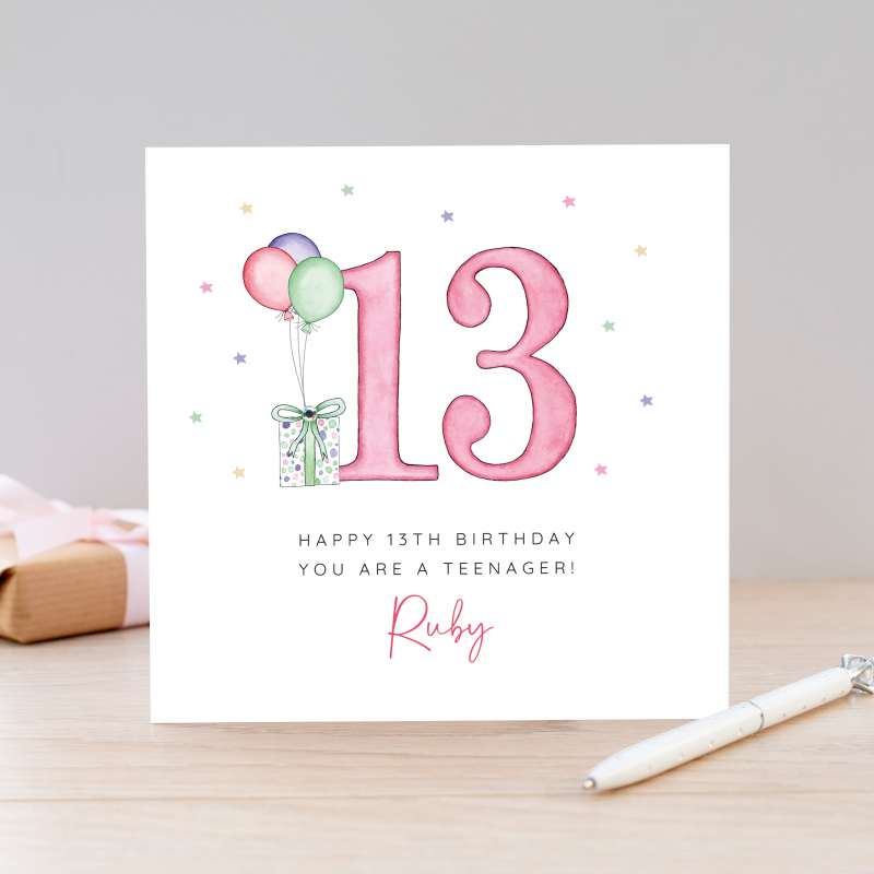 Personalised Girls 13th Birthday Card - Daughter, Granddaughter, Niece ...