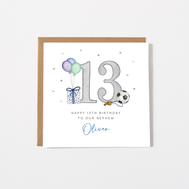 Personalised 13th Birthday Card - Son, Grandson, Nephew