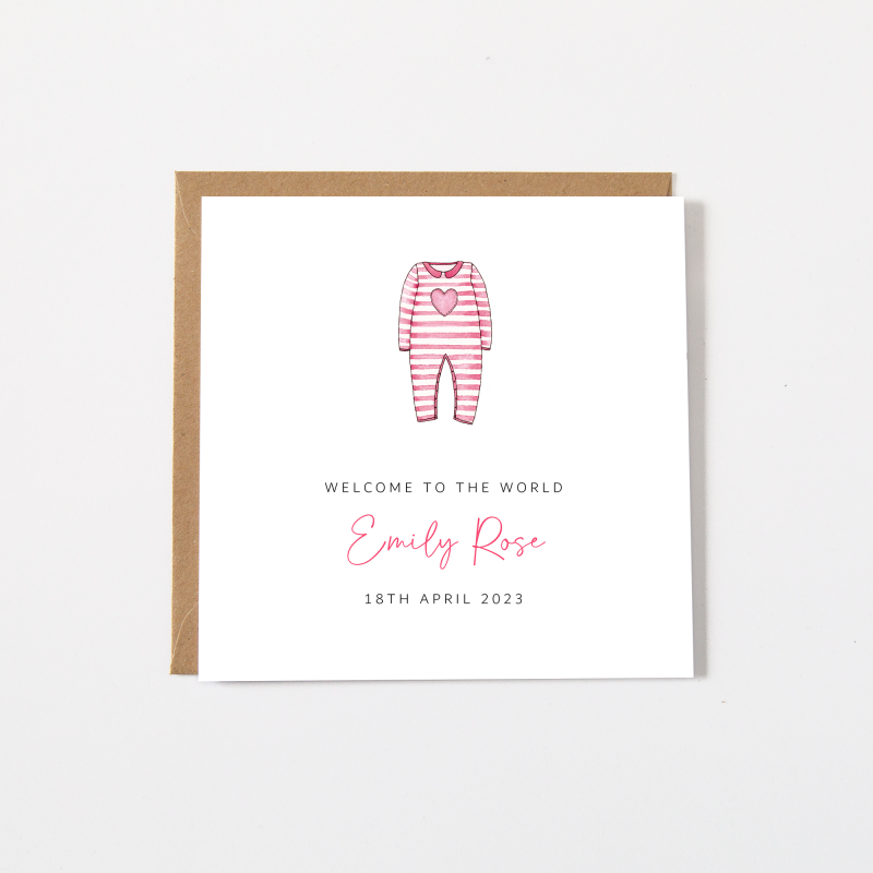 Personalised New Baby Girl Card