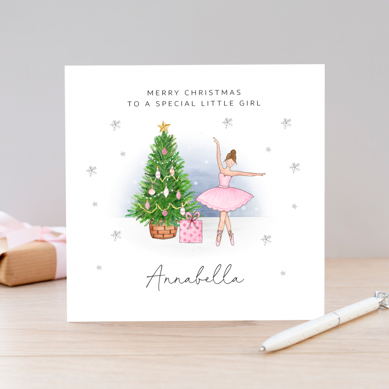 Personalised Girls Christmas Card - Ballerina
