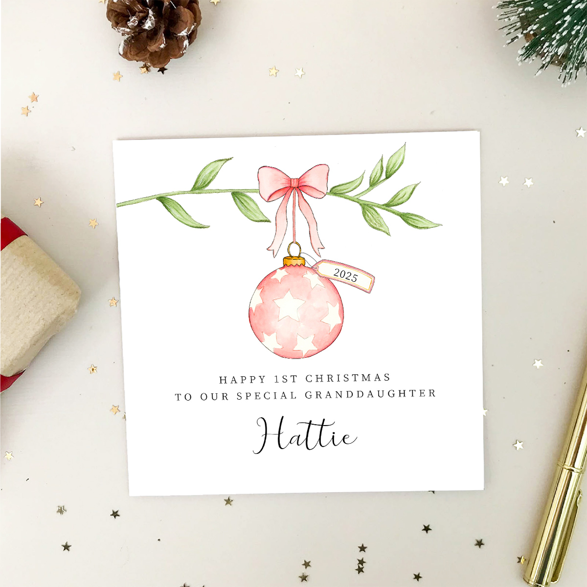 Personalised Girls First Christmas Card - 1st Christmas Card - Daughter ...