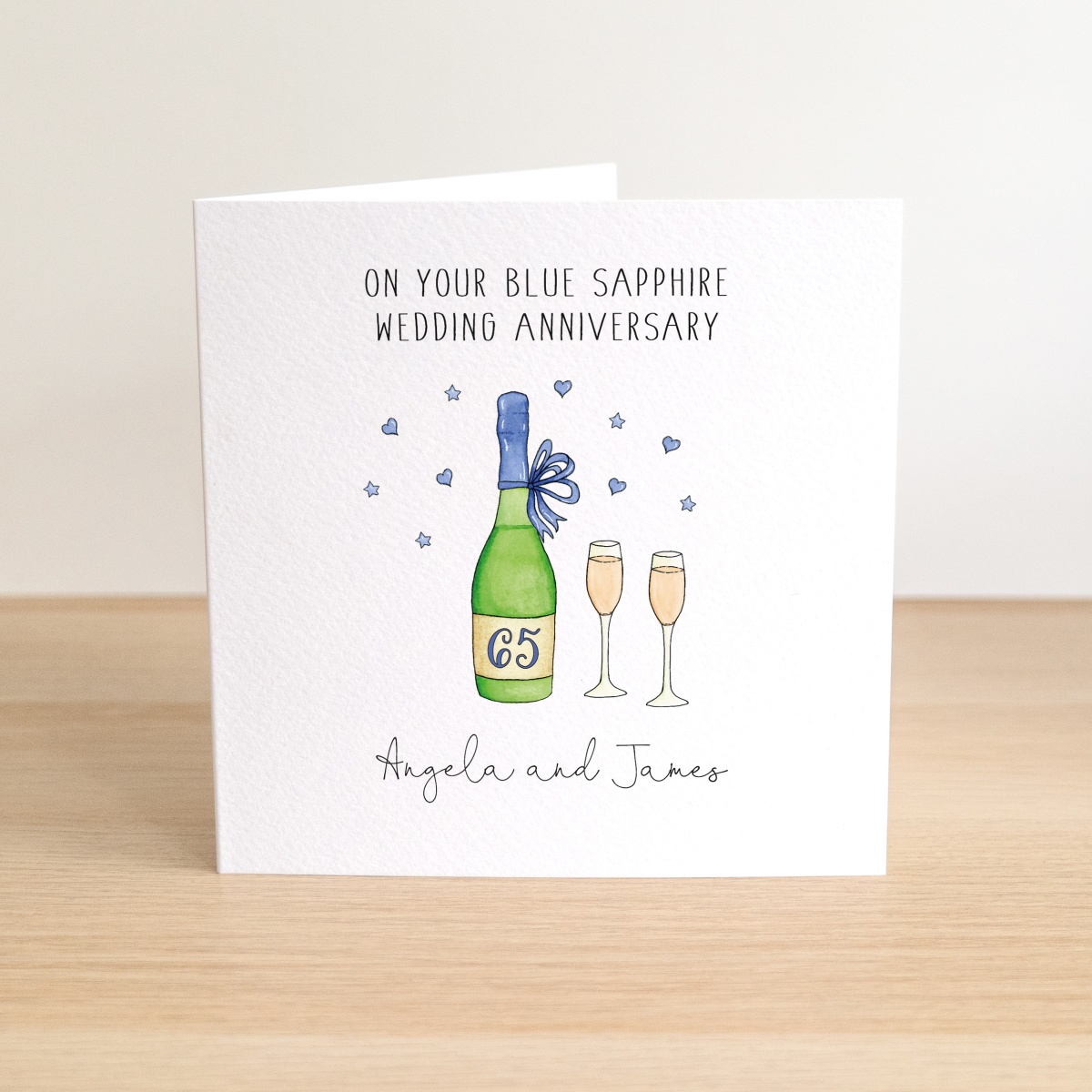 Handmade Personalised Sapphire Wedding Anniversary Card 45th or 65th ...