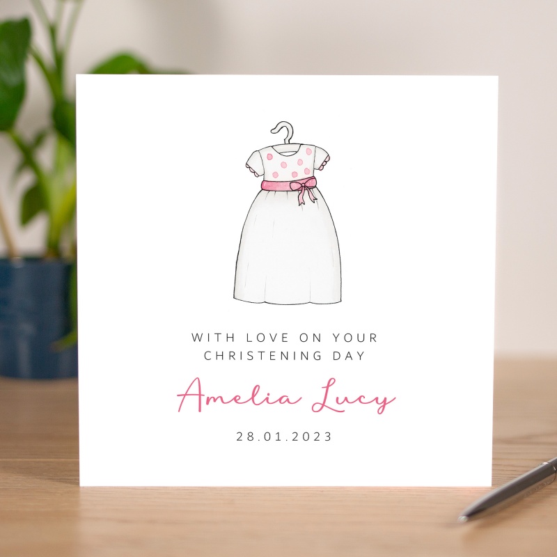 Personalised Christening card for a girl