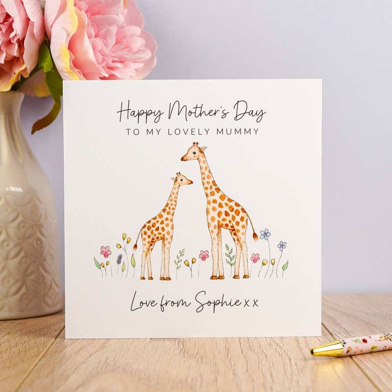 Personalised Mother's Day card - Giraffes
