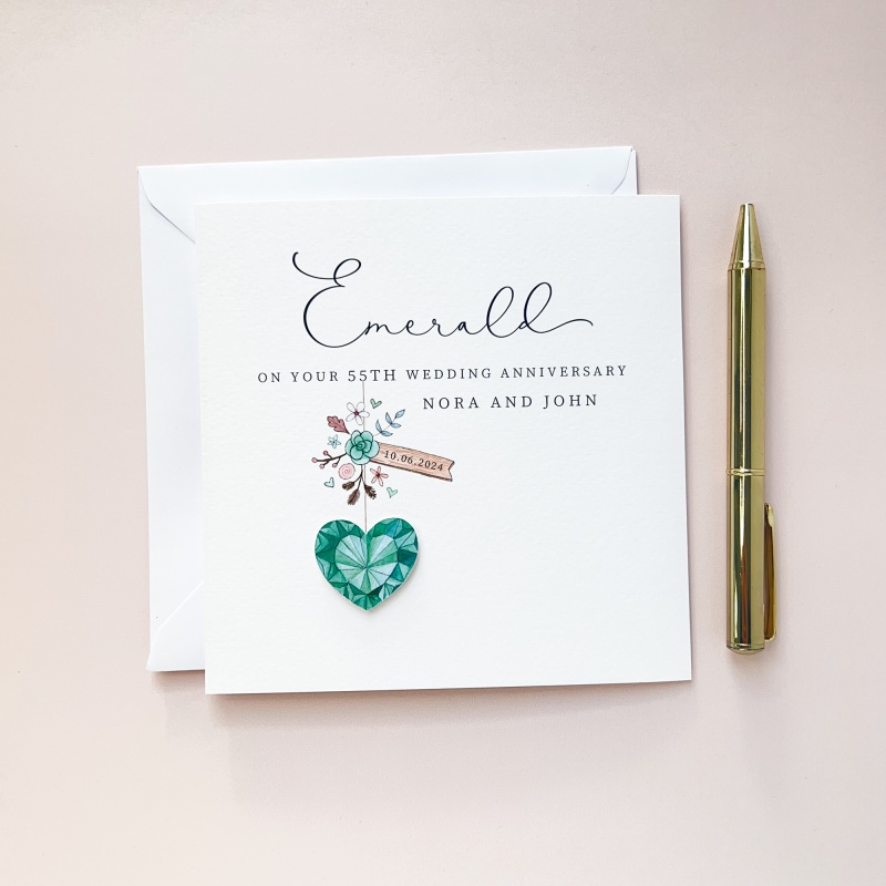 Personalised 55th Wedding Anniversary Card - Emerald Anniversary Card