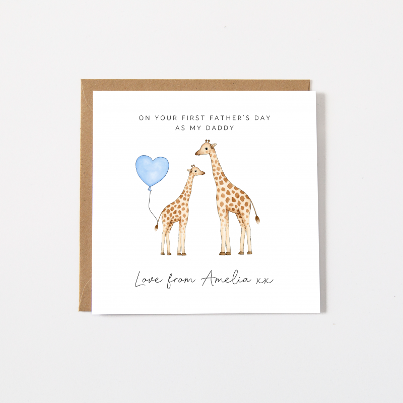 Personalised 1st Father's Day Card - Bear First Fathers Day Card - Giraffes - Daddy, Grandad, Grandpa