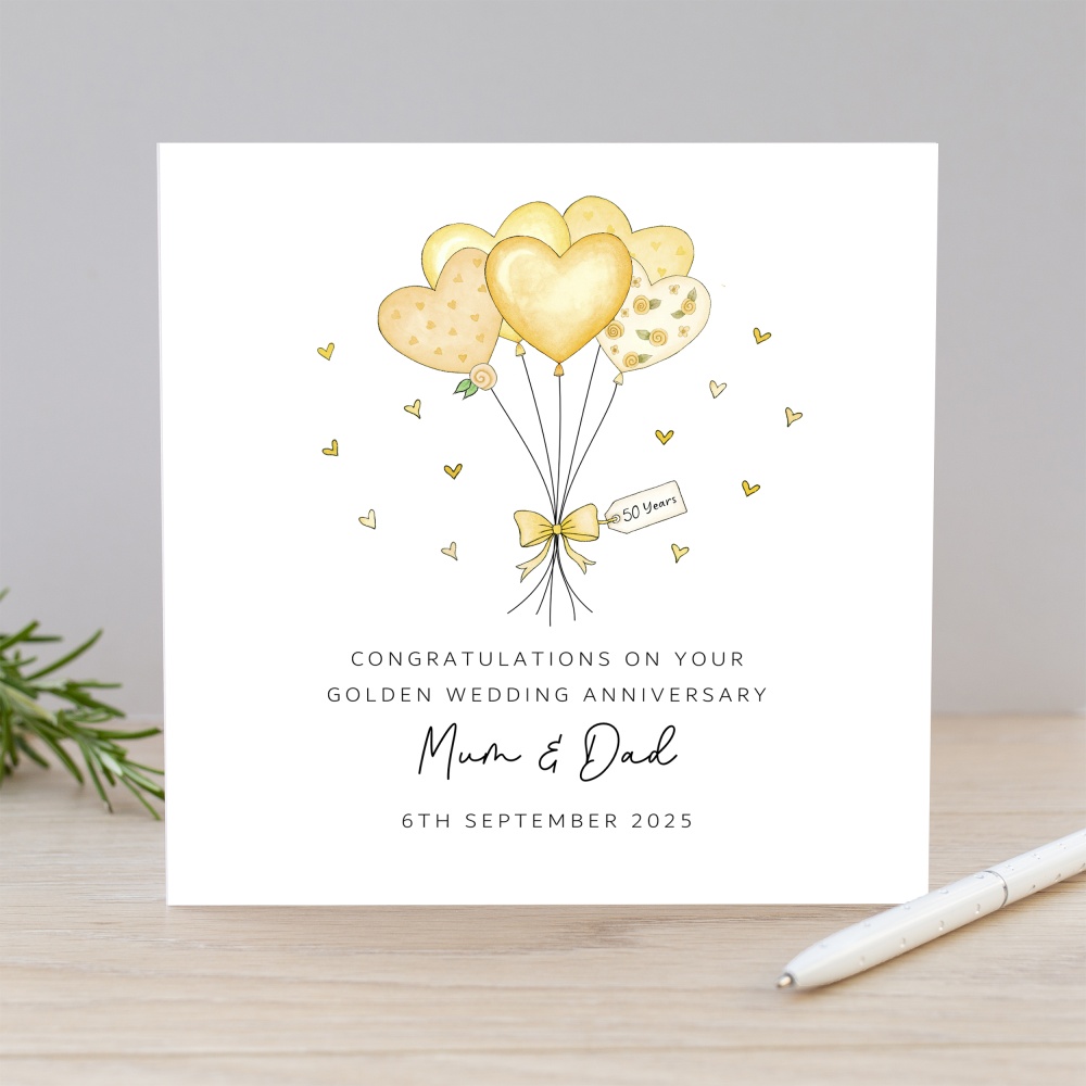 Handmade Personalised Golden Wedding Anniversary Card 50th Anniversary ...