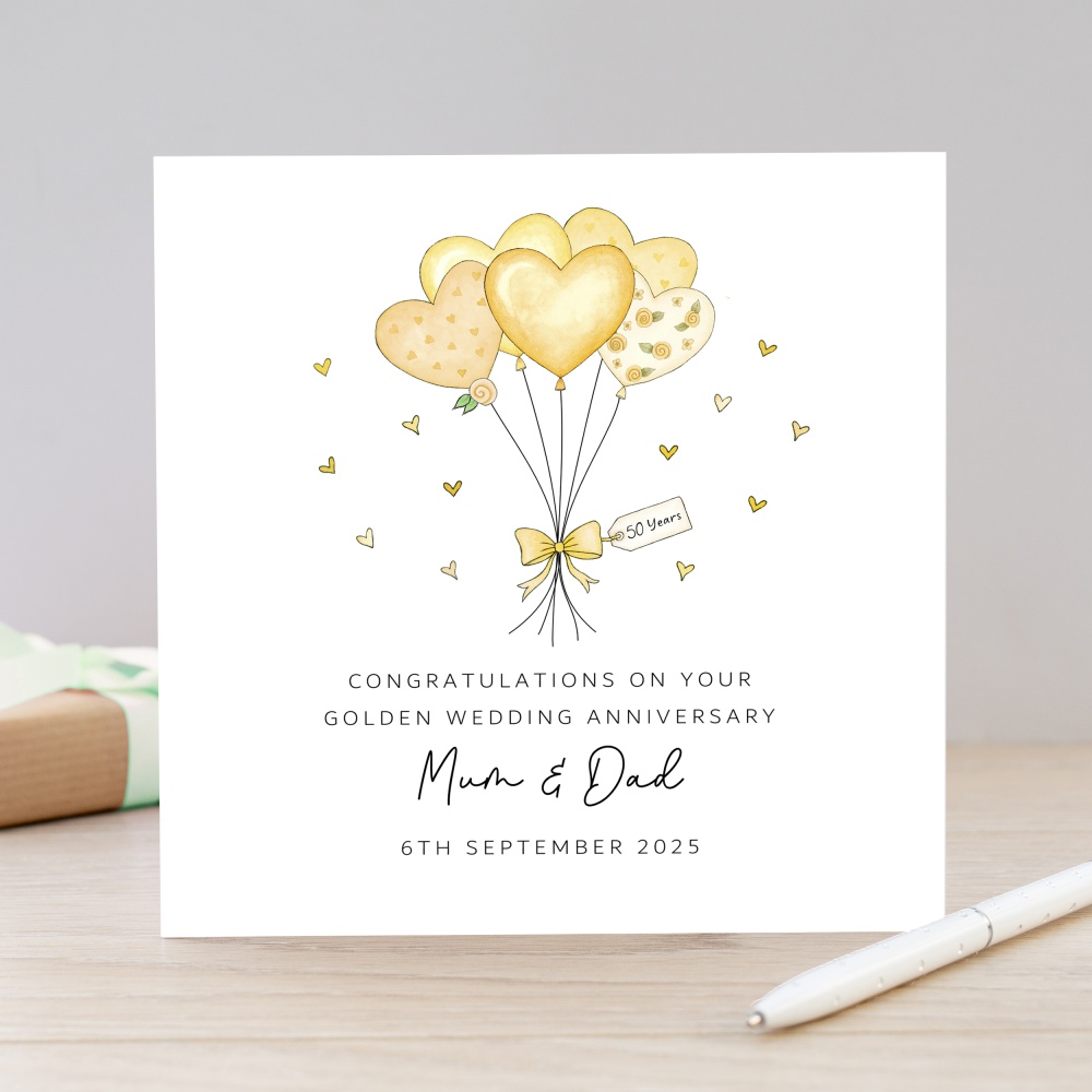 Handmade Personalised Golden Wedding Anniversary Card 50th Anniversary ...