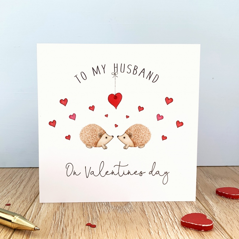 Personalised Valentine's Day Card - Hedgehogs