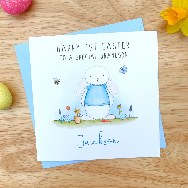 Personalised Baby's 1st First Easter Card for Boys Son Godson Grandson Nephew 